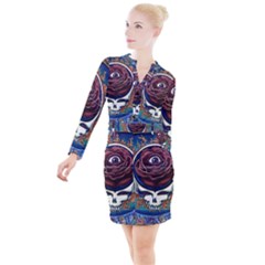 Grateful Dead Ahead Of Their Time Button Long Sleeve Dress by Sapixe