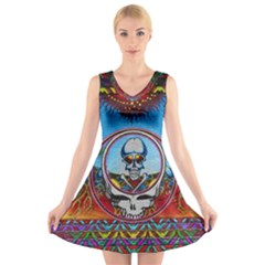 Grateful Dead Wallpapers V-neck Sleeveless Dress by Sapixe