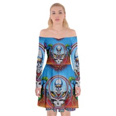 Grateful Dead Wallpapers Off Shoulder Skater Dress by Sapixe