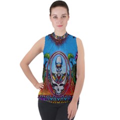 Grateful Dead Wallpapers Mock Neck Chiffon Sleeveless Top by Sapixe