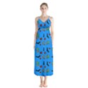 Halloween Witch Pattern Blue Button Up Chiffon Maxi Dress View1