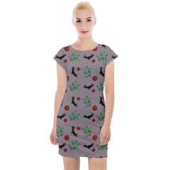 Halloween Witch Pattern Grey Cap Sleeve Bodycon Dress by snowwhitegirl