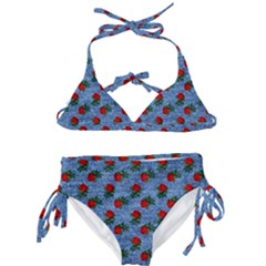 Blue Denim And Roses Kids  Classic Bikini Set by snowwhitegirl