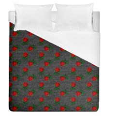 Black Denim And Roses Duvet Cover (queen Size) by snowwhitegirl