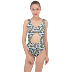 Cracked Doll Pattern Blue Center Cut Out Swimsuit by snowwhitegirl