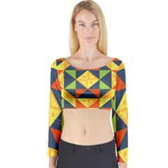 Background Geometric Color Plaid Long Sleeve Crop Top by Mariart