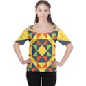 Background Geometric Color Plaid Cutout Shoulder Tee View1