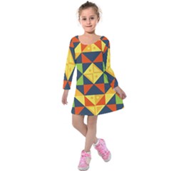 Background Geometric Color Plaid Kids  Long Sleeve Velvet Dress by Mariart