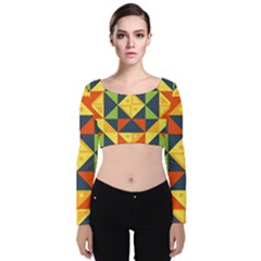 Background Geometric Color Plaid Velvet Long Sleeve Crop Top by Mariart