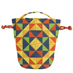 Background Geometric Color Plaid Drawstring Bucket Bag by Mariart