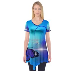 Butterfly Animal Insect Short Sleeve Tunic  by HermanTelo