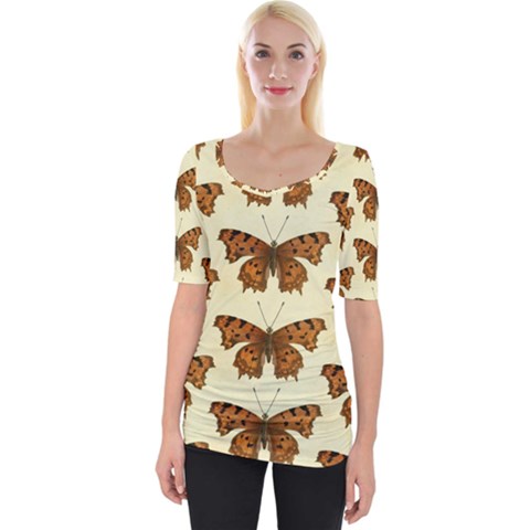 Butterflies Insects Pattern Wide Neckline Tee by HermanTelo