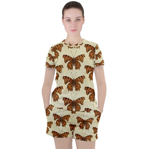 Butterflies Insects Pattern Women s Tee And Shorts Set by HermanTelo