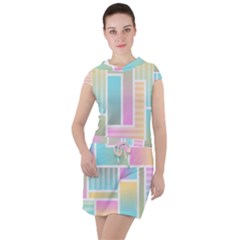 Color Blocks Abstract Background Drawstring Hooded Dress by HermanTelo