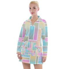 Color Blocks Abstract Background Women s Long Sleeve Casual Dress by HermanTelo