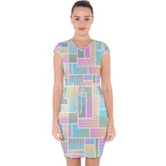 Color Blocks Abstract Background Capsleeve Drawstring Dress  by HermanTelo