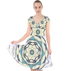 Circle Vector Background Abstract Cap Sleeve Front Wrap Midi Dress by HermanTelo