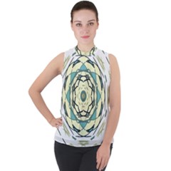 Circle Vector Background Abstract Mock Neck Chiffon Sleeveless Top by HermanTelo