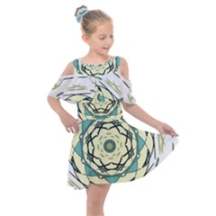 Circle Vector Background Abstract Kids  Shoulder Cutout Chiffon Dress by HermanTelo