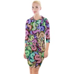 Money Currency Rainbow Quarter Sleeve Hood Bodycon Dress by HermanTelo