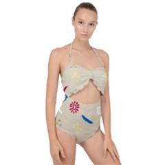 Pattern Culture Tribe American Scallop Top Cut Out Swimsuit by HermanTelo