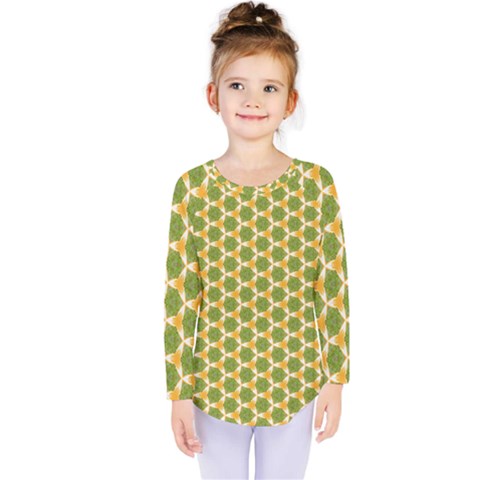 Pattern Halloween Pumpkin Color Green Kids  Long Sleeve Tee by HermanTelo