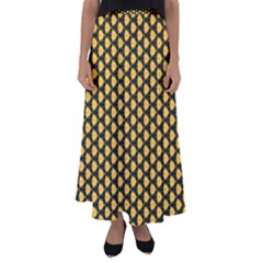 Pattern Halloween Pumpkin Color Yellow Flared Maxi Skirt by HermanTelo