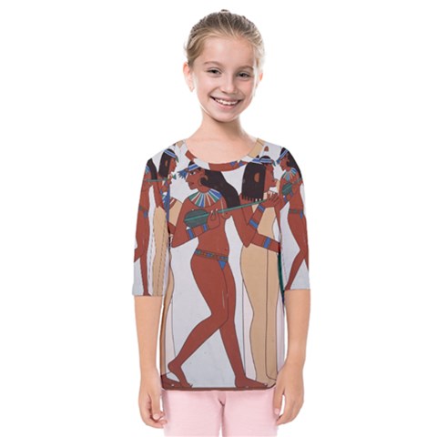 Egypt Fresco Mural Decoration Kids  Quarter Sleeve Raglan Tee by Sapixe