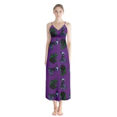 Gothic Girl Rose Purple Pattern Button Up Chiffon Maxi Dress by snowwhitegirl