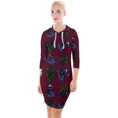 Gothic Girl Rose Red Pattern Quarter Sleeve Hood Bodycon Dress by snowwhitegirl