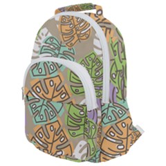 Pattern Leaves Banana Rainbow Rounded Multi Pocket Backpack by HermanTelo