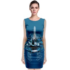 Sport, Surfboard With Water Drops Sleeveless Velvet Midi Dress by FantasyWorld7