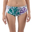 Pattern Leaves Rainbow Reversible Mid-Waist Bikini Bottoms View1