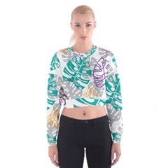 Pattern Leaves Rainbow Cropped Sweatshirt by HermanTelo