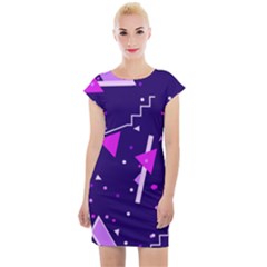 Purple Blue Geometric Pattern Cap Sleeve Bodycon Dress by HermanTelo