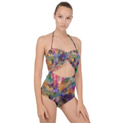 Polygon Wallpaper Scallop Top Cut Out Swimsuit by HermanTelo