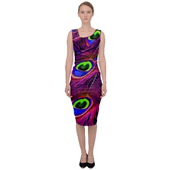 Peacock Feathers Color Plumage Sleeveless Pencil Dress by HermanTelo