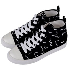 Scribbles Lines Painting Women s Mid-top Canvas Sneakers by HermanTelo