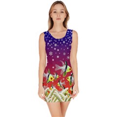 Sea Snow Christmas Coral Fish Bodycon Dress by HermanTelo