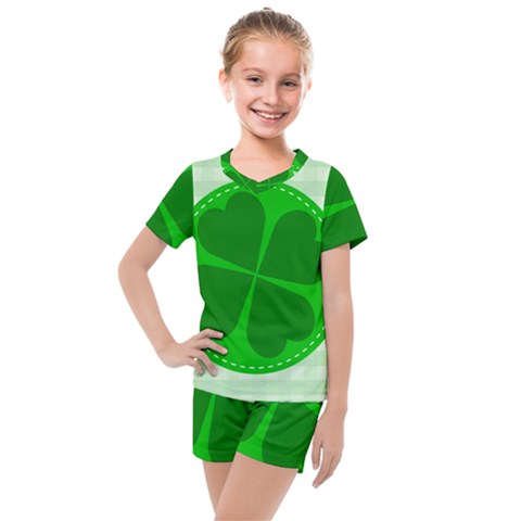 Shamrock Luck Day Kids  Mesh Tee And Shorts Set by HermanTelo