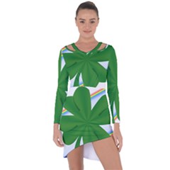 Shamrock Clover Saint Patrick Leaves Asymmetric Cut-out Shift Dress by HermanTelo