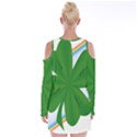 Shamrock Clover Saint Patrick Leaves Velvet Long Sleeve Shoulder Cutout Dress View2