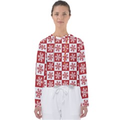 Snowflake Red White Women s Slouchy Sweat by HermanTelo