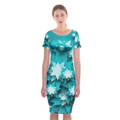 Stars Christmas Ice 3d Classic Short Sleeve Midi Dress by HermanTelo