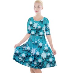 Stars Christmas Ice 3d Quarter Sleeve A-line Dress by HermanTelo