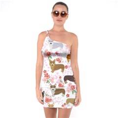 Corgis Corgi Pattern One Soulder Bodycon Dress by Sapixe