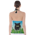 Kitten Black Furry Illustration Babydoll Tankini Top View2