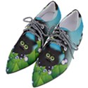 Kitten Black Furry Illustration Pointed Oxford Shoes View2