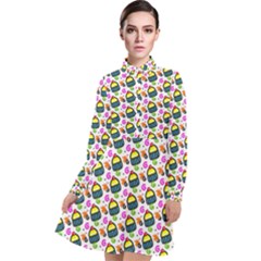 Sweet Dessert Food Cake Pattern Long Sleeve Chiffon Shirt Dress by HermanTelo