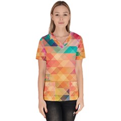 Texture Triangle Women s V-neck Scrub Top by HermanTelo